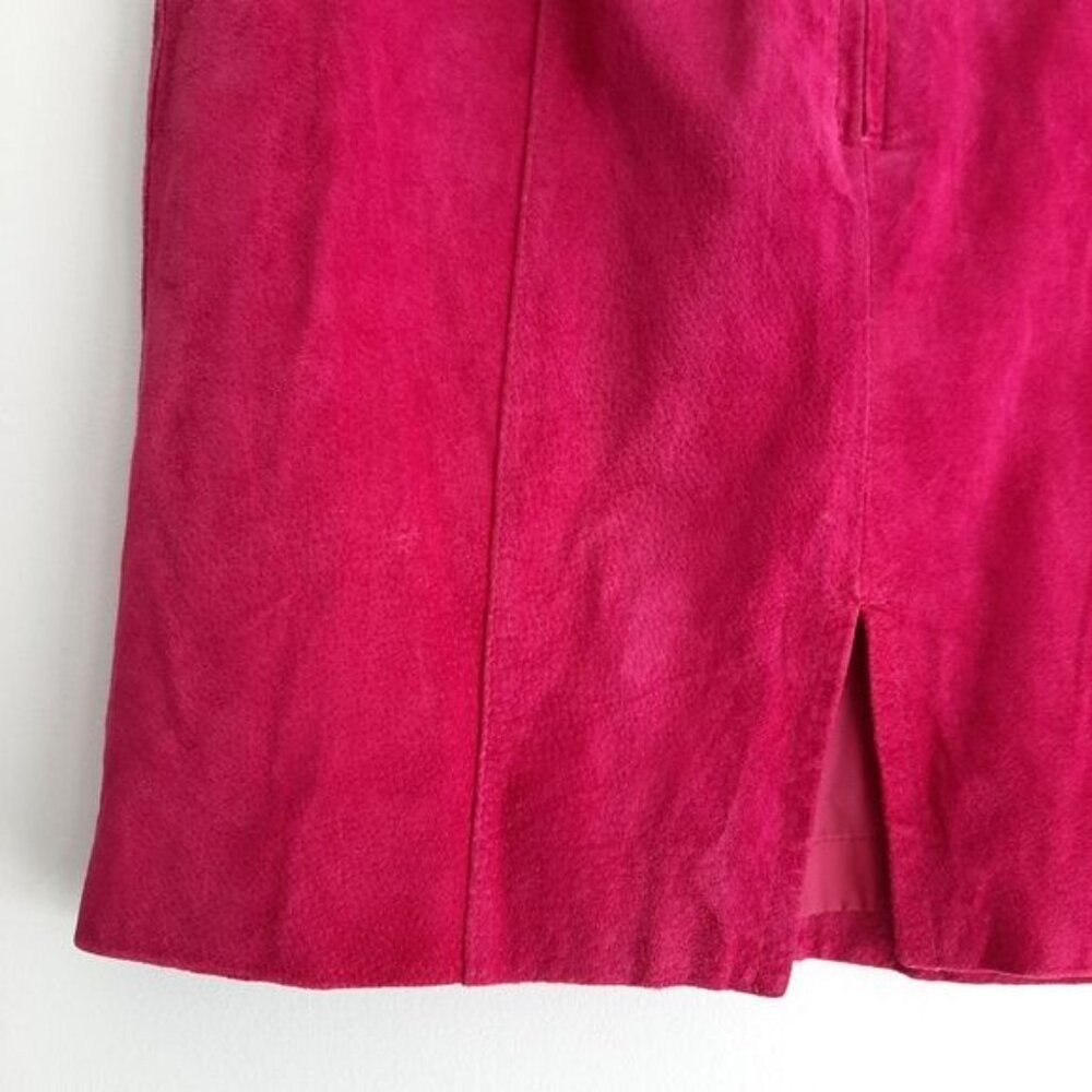 Vintage J WALDEN 100% Genuine Suede Leather Pencil Mini Skirt Pink Sz S - Picture 13 of 16
